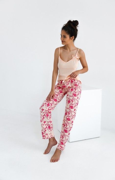 Pijama Isabella din bumbac cu print floral