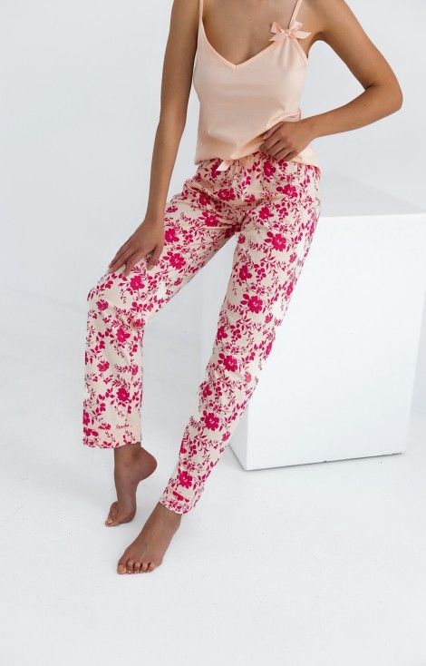Pijama Isabella din bumbac cu print floral