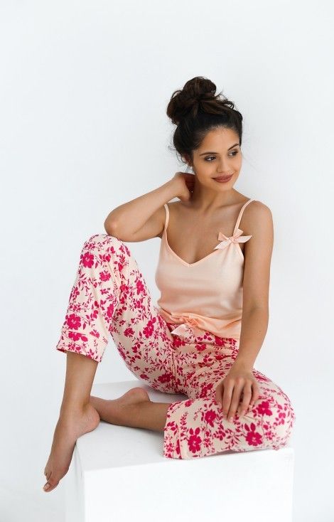 Pijama Isabella din bumbac cu print floral