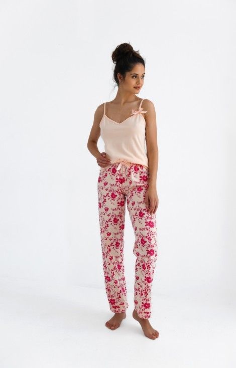 Pijama Isabella din bumbac cu print floral