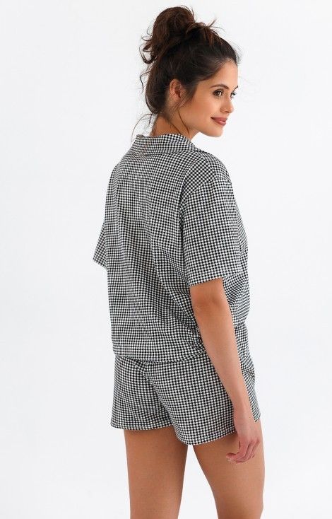 Pijama Arianna din bumbac cu print carouri mici